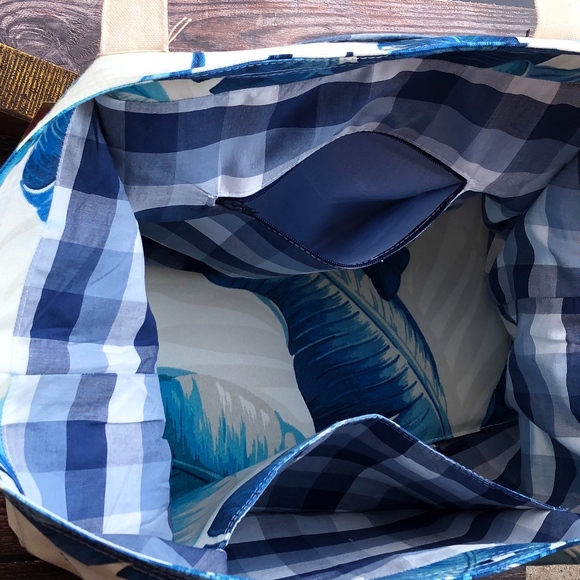 Large Tropical Palm Print Cotton Canvas Tote Bags - Picture 8 of 16